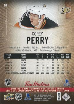 2015-16 Upper Deck Tim Hortons #10 Corey Perry Back