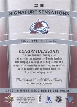 2015-16 Upper Deck - Signature Sensations #SS-DE Dennis Everberg Back