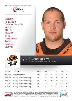 2012-13 Playercards (DEL) #DEL-314 Norm Milley Back