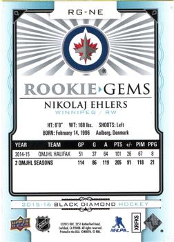 2015-16 Upper Deck Black Diamond - Rookie Gems #RG-NE Nikolaj Ehlers Back
