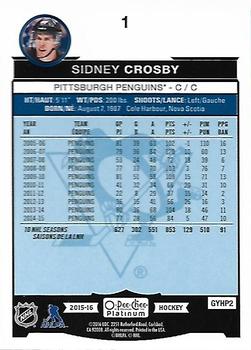 2015-16 O-Pee-Chee Platinum #1 Sidney Crosby Back