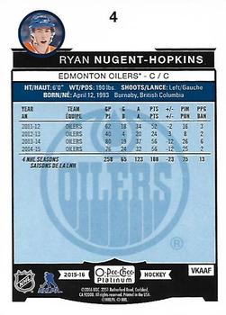 2015-16 O-Pee-Chee Platinum #4 Ryan Nugent-Hopkins Back