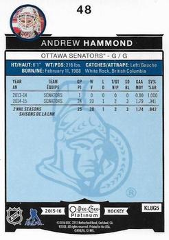 2015-16 O-Pee-Chee Platinum #48 Andrew Hammond Back