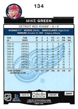 2015-16 O-Pee-Chee Platinum #134 Mike Green Back