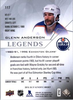 2015-16 SP Authentic #117 Glenn Anderson Back