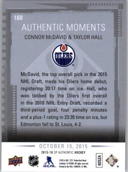 2015-16 SP Authentic #160 Connor McDavid / Taylor Hall Back