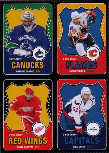 2010-11 O-Pee-Chee - Retro Box Bottom Panels #NNO Roberto Luongo / Jarome Iginla / Pavel Datsyuk / Mike Green Front