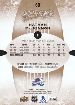 2016-17 Upper Deck MVP #60 Nathan MacKinnon Back