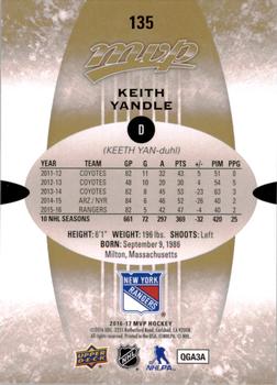 2016-17 Upper Deck MVP #135 Keith Yandle Back