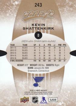 2016-17 Upper Deck MVP #243 Kevin Shattenkirk Back