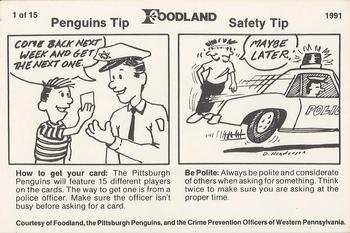 1990-91 Foodland Pittsburgh Penguins Police #1 Phil Bourque Back