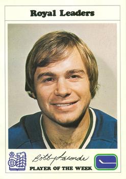 1974-75 Royal Bank Vancouver Canucks #NNO Bobby Lalonde Front