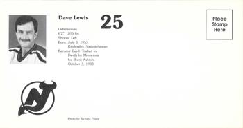 1984-85 New Jersey Devils Postcards #NNO Dave Lewis Back