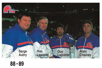 1988-89 Quebec Nordiques #NNO Serge Aubry / Ron Lapointe / Guy Lapointe / Alain Chainey Front