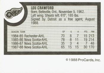 1988-89 ProCards Adirondack Red Wings (AHL) #NNO Lou Crawford Back