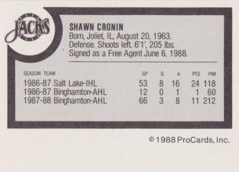 1988-89 ProCards Baltimore Skipjacks (AHL) #NNO Shawn Cronin Back