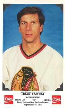 1989-90 Coca-Cola Chicago Blackhawks #NNO Trent Yawney Front