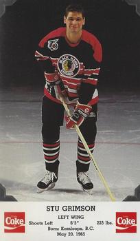 1991-92 Coca-Cola Chicago Blackhawks #NNO Stu Grimson Front