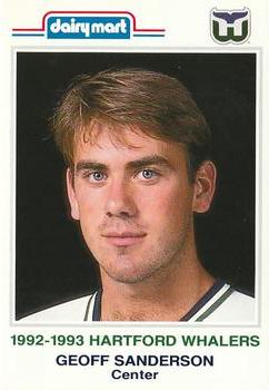 1992-93 Dairy Mart Hartford Whalers #NNO Geoff Sanderson Front