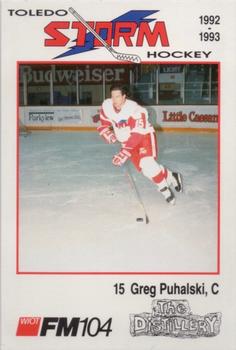 1992-93 Toledo Storm (ECHL) #22 Greg Puhalski Front
