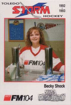 1992-93 Toledo Storm (ECHL) #26 Becky Shock Front