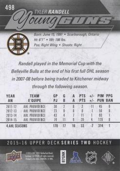 2015-16 Upper Deck - Silver Foilboard #498 Tyler Randell Back