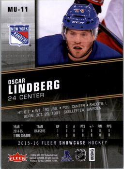 2015-16 Fleer Showcase - Metal Universe Rookies #MU-11 Oscar Lindberg Back