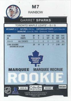 2015-16 O-Pee-Chee Platinum - Marquee Rookies Rainbow #M7 Garret Sparks Back