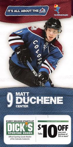 2010-11 Dick's Sporting Goods Colorado Avalanche #NNO Matt Duchene Front