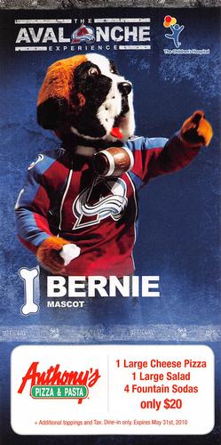 2009-10 Anthony's Pizza Colorado Avalanche #NNO Bernie Front