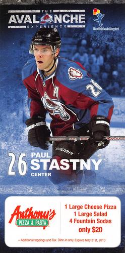 2009-10 Anthony's Pizza Colorado Avalanche #NNO Paul Stastny Front