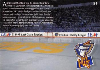 1995-96 Leaf Elit Set (Swedish) #86 Season Stats Malmö IF Back