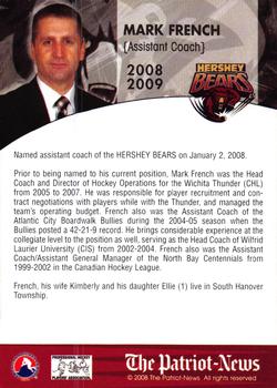 2008-09 Hershey Bears (AHL) #29 Mark French Back