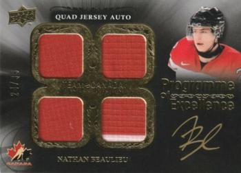 2015-16 Upper Deck Team Canada Master Collection - Program of Excellence Quad Jersey Autos #POE-NB Nathan Beaulieu Front