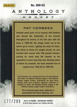 2015-16 Panini Anthology - Massive Materials Prime #MM-62 Pat Verbeek Back