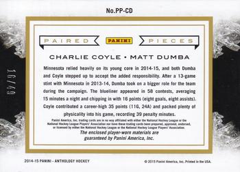 2015-16 Panini Anthology - Paired Pieces Prime #PP-CD Charlie Coyle / Matt Dumba Back