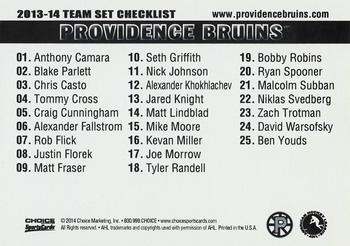 2013-14 Choice Providence Bruins (AHL) #NNO Providence Bruins Back