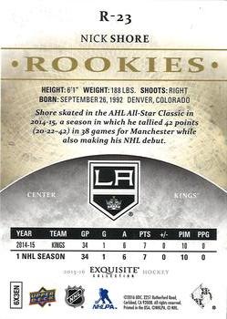 2015-16 Upper Deck Ice - Exquisite Collection Rookies #R-23 Nick Shore Back
