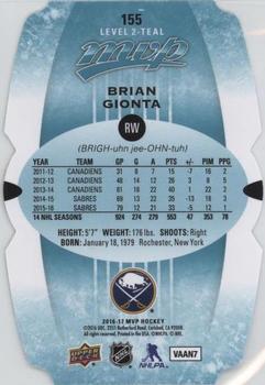 2016-17 Upper Deck MVP - Colors and Contours #155 Brian Gionta Back