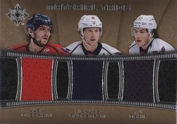 2015-16 Upper Deck Ultimate Collection - Material Trios #MC3-WAS Alexander Ovechkin / Nicklas Backstrom / T.J. Oshie Front