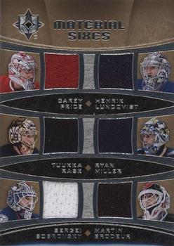 2015-16 Upper Deck Ultimate Collection - Material Sixes #MC6-VT Carey Price / Tuukka Rask / Sergei Bobrovsky / Henrik Lundqvist / Ryan Miller / Martin Brodeur Front