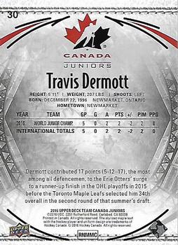 2016 Upper Deck Team Canada Juniors #30 Travis Dermott Back