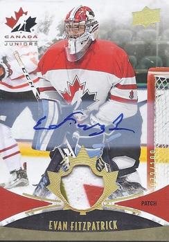 2016 Upper Deck Team Canada Juniors - Gold Spectrum Men's Autograph Patch #123 Evan Fitzpatrick Front