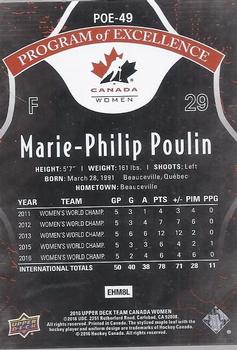 2016 Upper Deck Team Canada Juniors - Program of Excellence #POE-49 Marie-Philip Poulin Back