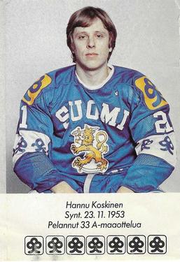1982 Skopbank Maaottelupelaajat (Finnish) #7 Hannu Koskinen Front