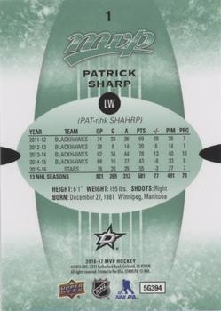 2016-17 Upper Deck MVP - Green Script #1 Patrick Sharp Back