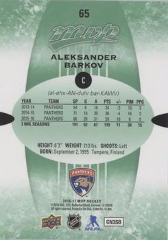 2016-17 Upper Deck MVP - Green Script #65 Aleksander Barkov Back