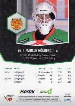 2013-14 HockeyAllsvenskan #HA-192 Marcus Hogberg Back