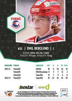 2013-14 HockeyAllsvenskan #HA-312 Emil Berglund Back