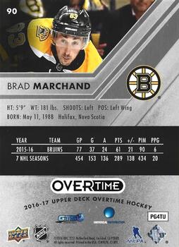 2016-17 Upper Deck Overtime #90 Brad Marchand Back